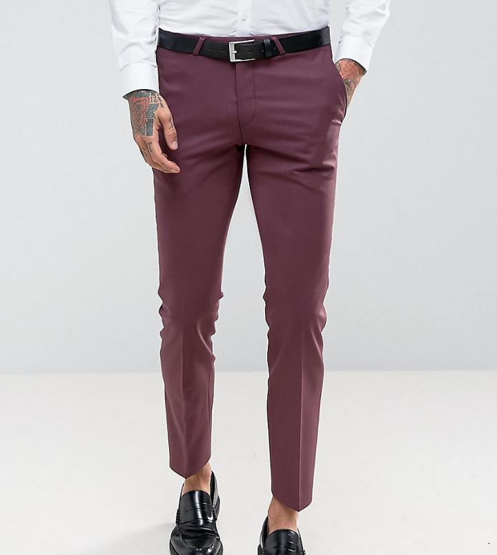 Noose & Monkey Wedding Super Skinny Suit Pants - Red