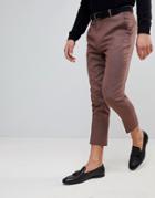 Asos Tapered Smart Pants In Plum Wool Mix - Pink
