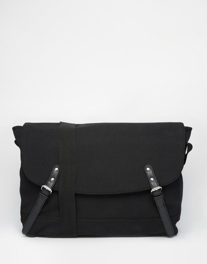 Asos Satchel In Black Canvas - Black