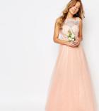 Chi Chi London Bardot Neck Sleeveless Maxi Dress With Premium Lace And Tulle Skirt - Pink