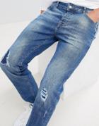 Mennace Blue Rip & Repair Slim Wallace Jeans - Blue