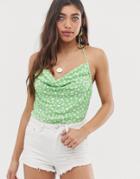 Moon River T-back Spaghetti Strap Top-green