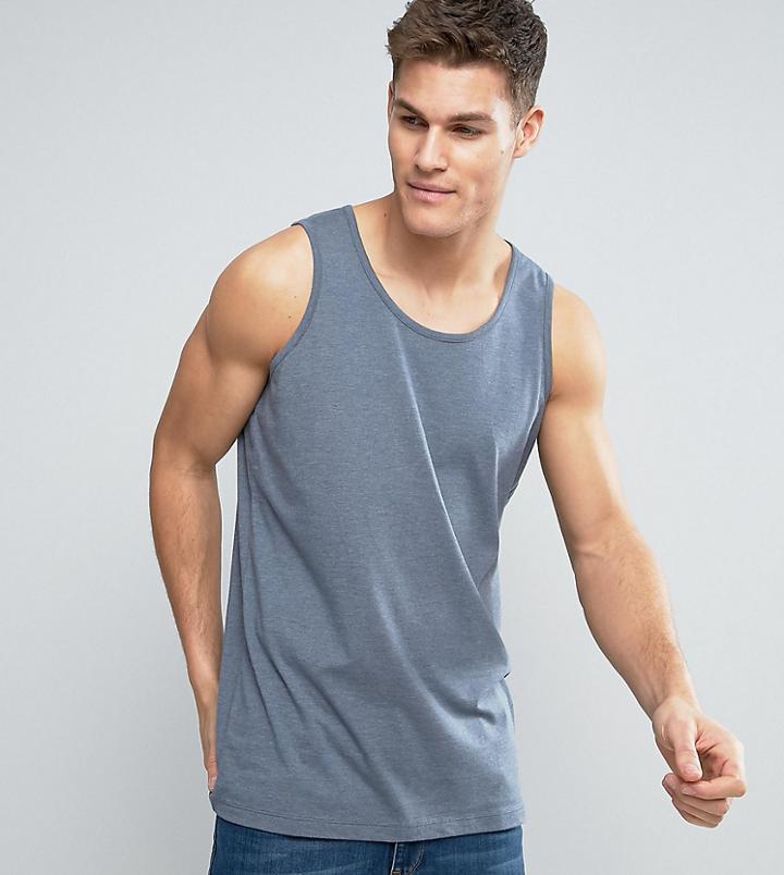Asos Tall Skater Tank In Blue Marl - Blue