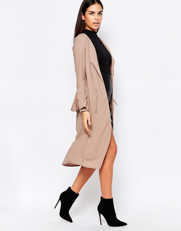 Love Bell Sleeve Tie Jacket - Beige