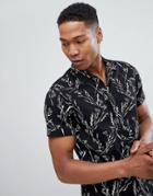 Selected Homme Short Sleeve Shirt With Revere Collar - Black