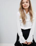 The English Factory Fringe Detailed Long Sleeve Blouse - White
