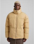 Bershka Puffer Jacket In Beige-neutral