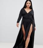 Missguided Plus Slinky Maxi Dress In Black - Black