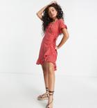 Vero Moda Petite Wrap Mini Dress In Red And White Spot-multi