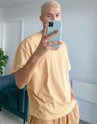 Asos Design Organic Oversized T-shirt In Beige-neutral