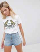 Asos Design T-shirt With Floral Tiger Allure Print - White