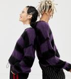 Collusion Unisex Oversized Sweater In Fluffy Stripe-multi