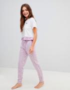 Brave Soul Dreams Striped Pyjama Pants Set - Pink