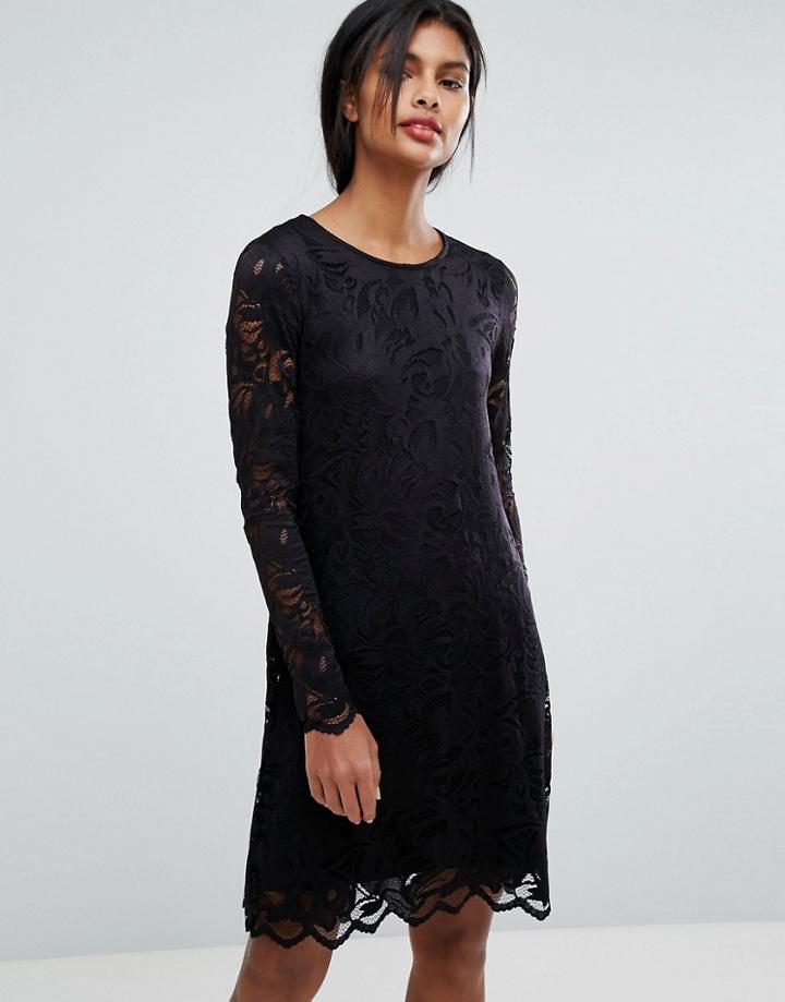 Vila Lace Shift Dress - Black