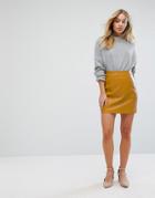 Oasis Faux Leather Mini Skirt - Yellow