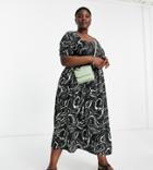 Lola May Plus Shirred Smock Maxi Dress With Tie Back In Black