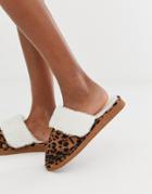 New Look Leopard Mule Slippers - Brown