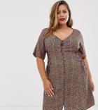 New Look Curve Ditsy Tie Side Dress In Floral Pattern - Black