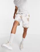 Only & Sons Jersey Shorts In White And Beige Tie-dye With Organic Cotton