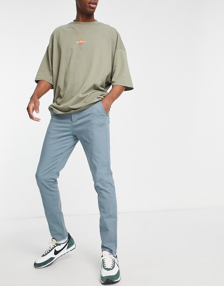 Asos Design Slim Chinos In Blue