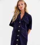 Asos Design Maternity Cord Shirt Dress In Blue