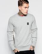 Religion Sweatshirt With Zip Detail - Gray Marl