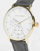 Asos Design Classic Watch With Gold Details In Gray