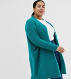 Asos Design Curve Eco Oversize Cardigan In Fluffy Yarn-green