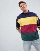 Asos Design Oversized Polo Shirt With Color Block - Multi