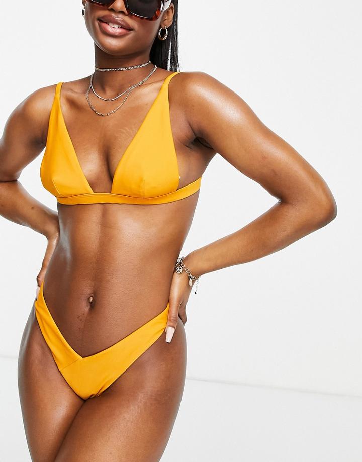 Twiin High Leg Bikini Bottom In Unset Orange