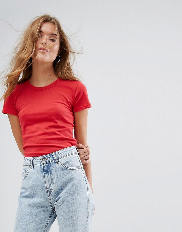 Pull & Bear Basic Rib Top - Red