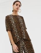 Na-kd Plisse Top With Leopard Print In Brown Two-piece - Multi