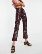 Topshop Vinyl Jean In Burgundy-red