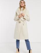 Miss Selfridge Tailored Coat With Detatchable Faux Fur Trim In Cream