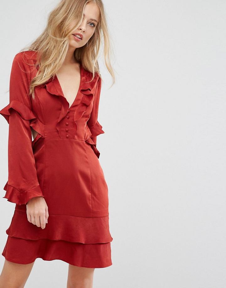 Forever New Frill Cut Out Mini Dress - Orange