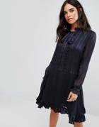 Y.a.s Masty Bow Long Sleeve Dress - Navy