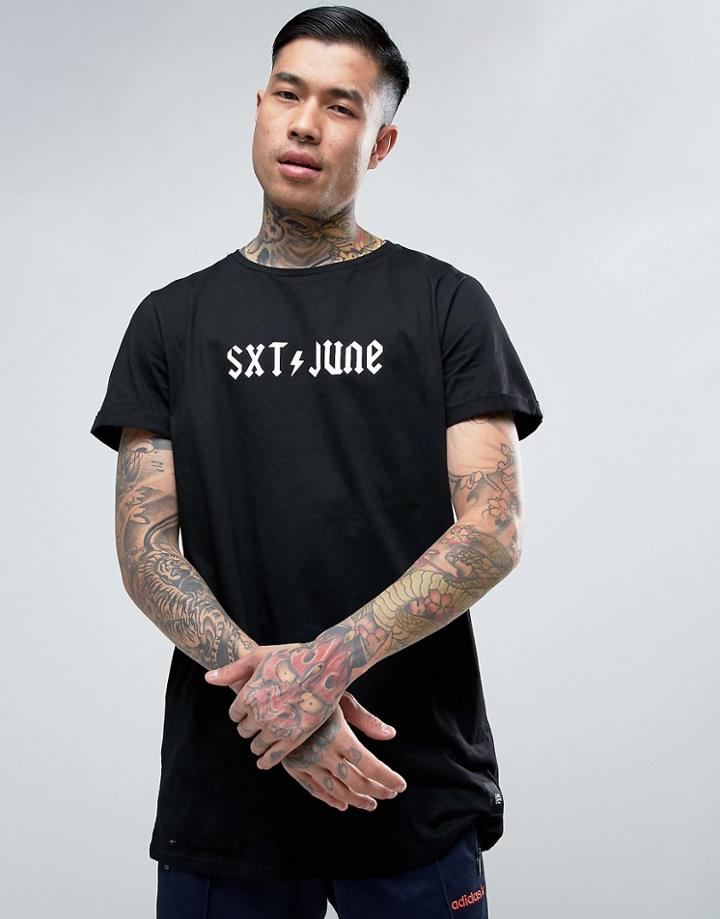 Sixth June T-shirt In Black With Rock Logo - Black