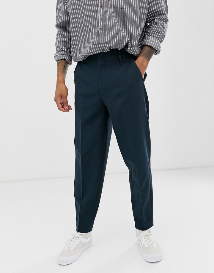 Asos Design Balloon Smart Pants In Navy
