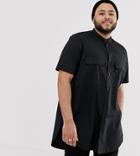 Asos Design Plus Regular Fit Super Longline Shirt In Black - Black