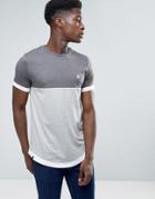 Le Breve Cut And Sew Longline Layered T-shirt - Gray