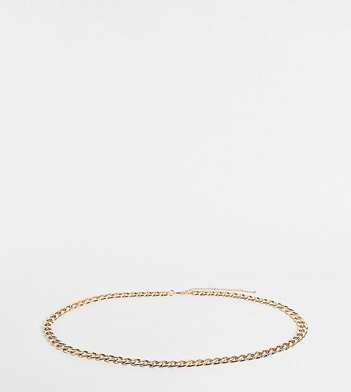 Asos Design Curve Chunky Curb Chain Belt In Gold