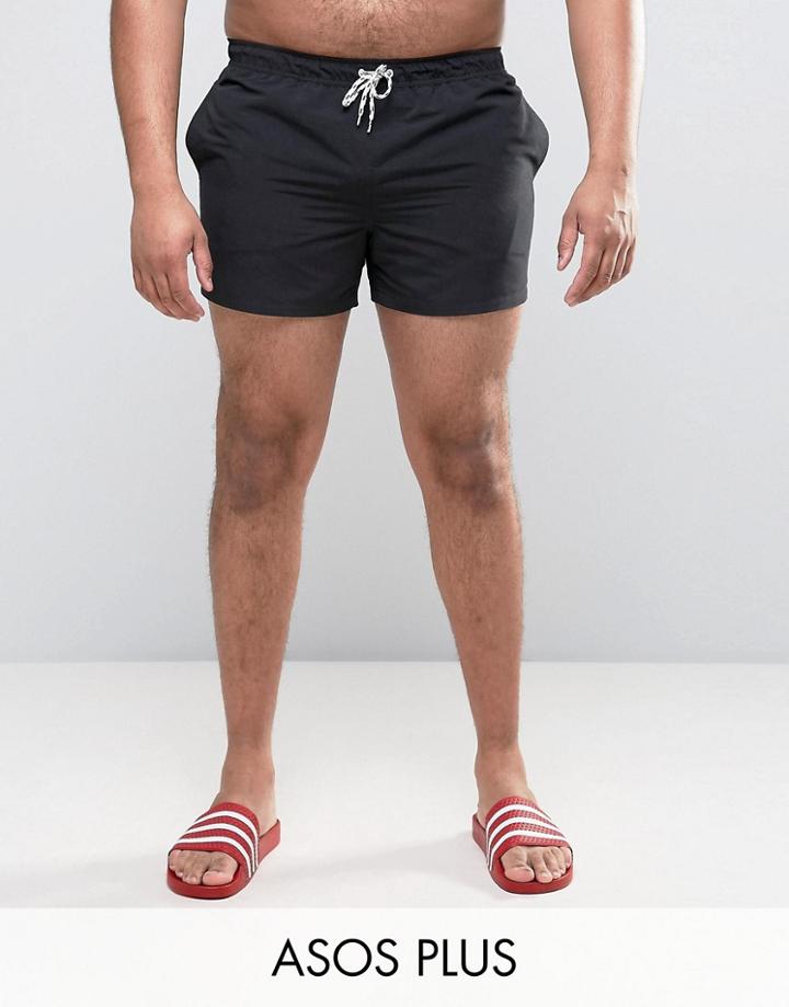 Asos Plus Swim Shorts In Black Short Length - Black