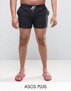 Asos Plus Swim Shorts In Black Short Length - Black