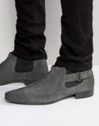Asos Chelsea Boots In Gray Suede With Strap - Gray