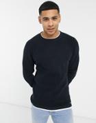 Threadbare Dolan Sweater In Navy And Black Twist