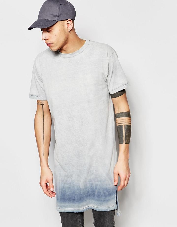 Cheap Monday T-shirt Casualty Inverted Blue Slub Extra Longline - Inverted Blue