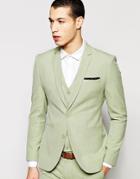 Asos Super Skinny Suit Jacket In Sage Green - Light Green