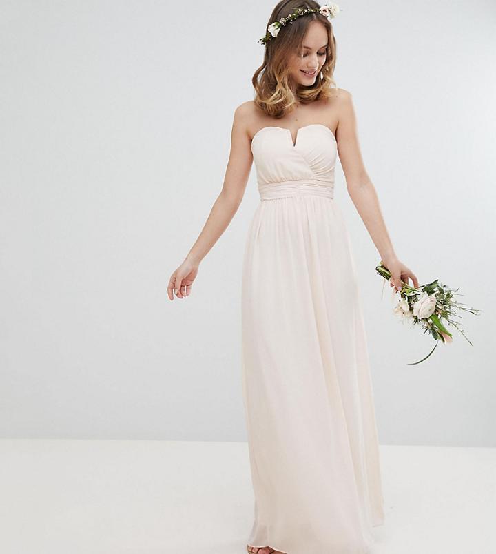 Tfnc Petite Bandeau Maxi Bridesmaid Dress - Pink