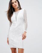 Forever Unique Plunge V Neck Bodycon Dress - Cream