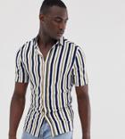 Asos Design Tall Skinny Fit Stripe Shirt In White